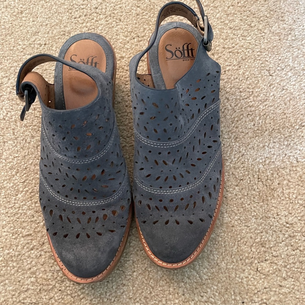 Sofft blue bootie mules